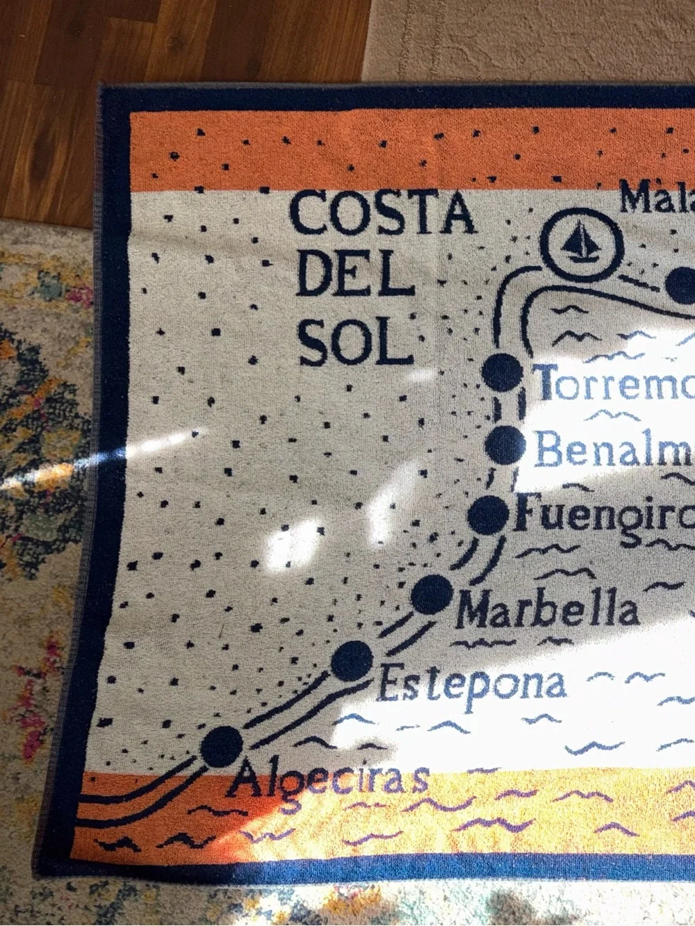 2 Vintage 1980s Costa del Sol Spanish Tourists Souvenirs Beach Towel 100% Cotton